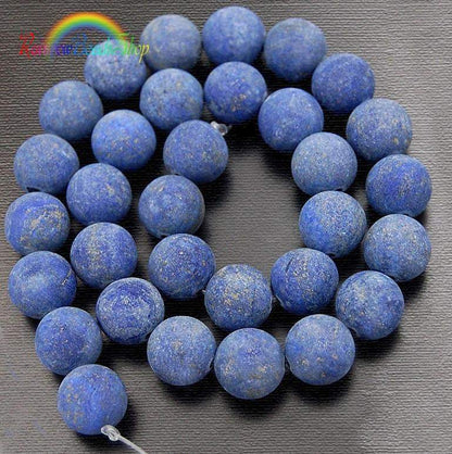 Natural Matte Lapis Lazuli Beads, Round Gemstone 4-12mm, 15.5'' strand 