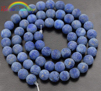 Natural Matte Lapis Lazuli Beads, Round Gemstone 4-12mm, 15.5'' strand 