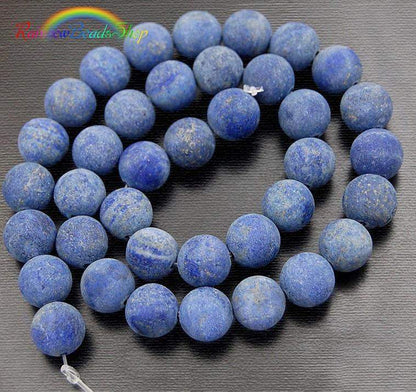 Natural Matte Lapis Lazuli Beads, Round Gemstone 4-12mm, 15.5'' strand 