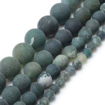 Natural Matte Moss Agate Beads, 4-12mm round, 15.5'' full strand 