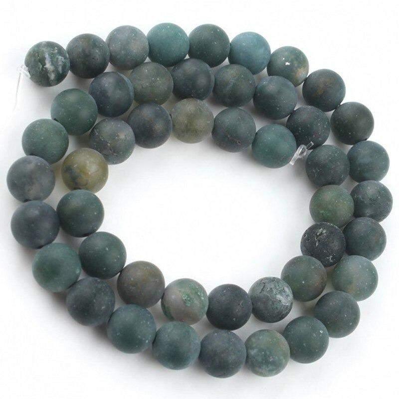 Natural Matte Moss Agate Beads, 4-12mm round, 15.5'' full strand 