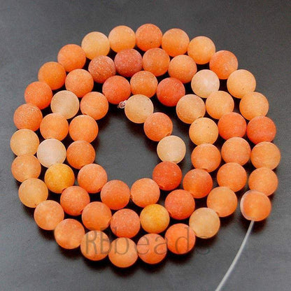 Natural Matte Red Orange Aventurine Beads, 4-12mm, Round, 15.5 str. 