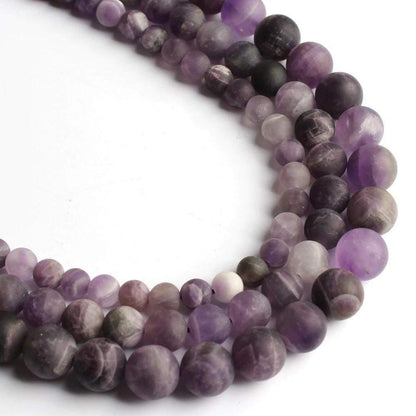 Natural Matte Round Amethyst Beads, size 4-12mm, 15.5 inch Strand 