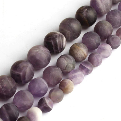 Natural Matte Round Amethyst Beads, size 4-12mm, 15.5 inch Strand 