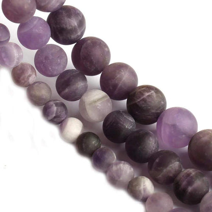 Natural Matte Round Amethyst Beads, size 4-12mm, 15.5 inch Strand 