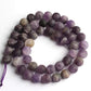 Natural Matte Round Amethyst Beads, size 4-12mm, 15.5 inch Strand 