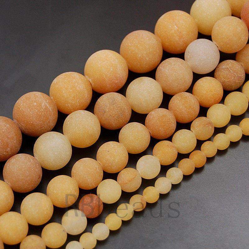 Natural Matte Yellow Aventurine Beads, 4-12mm, Round, 15.5'' inch str. 