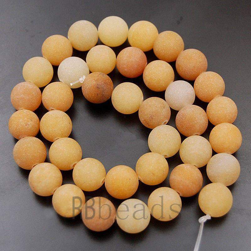 Natural Matte Yellow Aventurine Beads, 4-12mm, Round, 15.5'' inch str. 