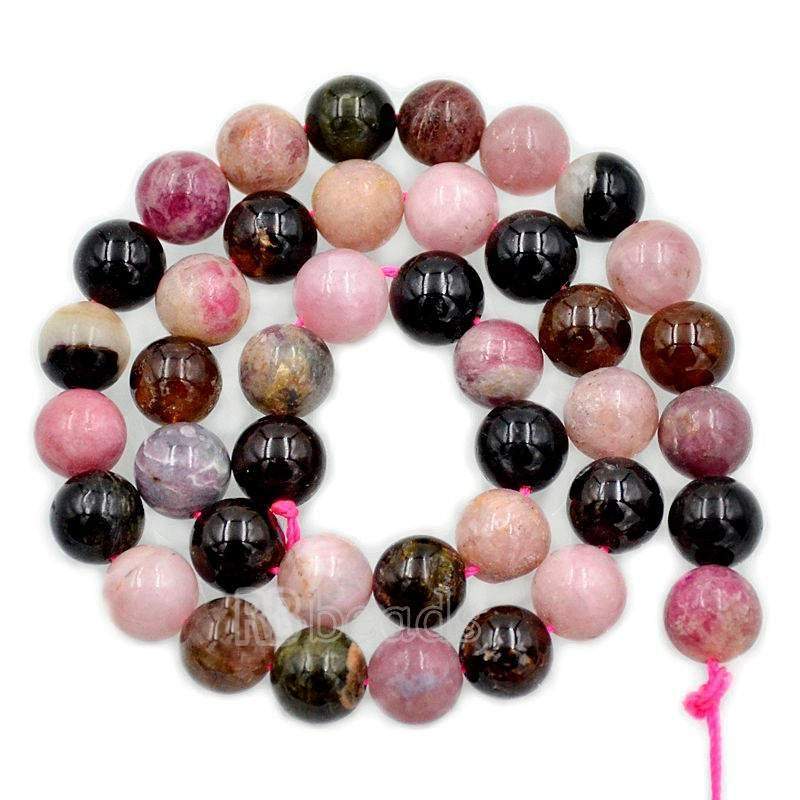 Natural Multi Color Tourmaline beads, Round Jewelry Gemstone Spacer Stone Beads, 4mm 6mm 8mm 10mm 15''5 str. For Jewelry making and Beading 