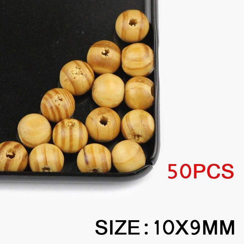 50Pcs Wooden Beads Smile Face Wood Round Ball Loose Round Bead with Hole  for