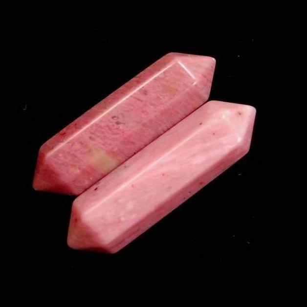 Natural Pink Rhodonite double Terminated gemstone wand double chakra Healing crystal hexagonal Stone 