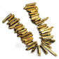 Natural polished metallic Gold Druzy Quartz spike Titanium Coated Stick beads, 15.5 strand 