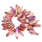 Natural polished Rose AB Druzy Quartz spike Titanium Coated Stick beads, 15.5 str 