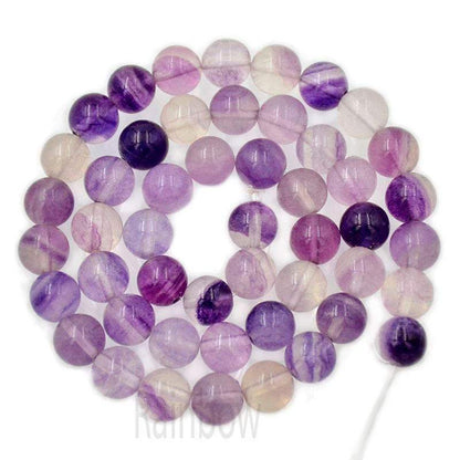 Natural Purple Fluorite Beads, Round, 15.5'' full strand 