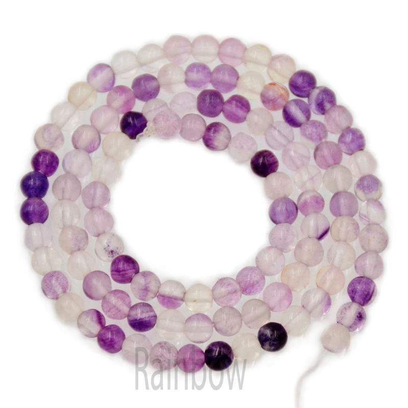 Natural Purple Fluorite Beads, Round, 15.5'' full strand 