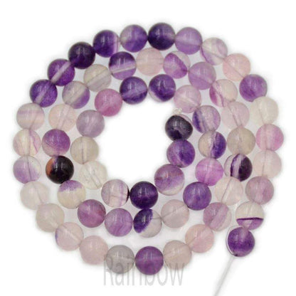 Natural Purple Fluorite Beads, Round, 15.5'' full strand 