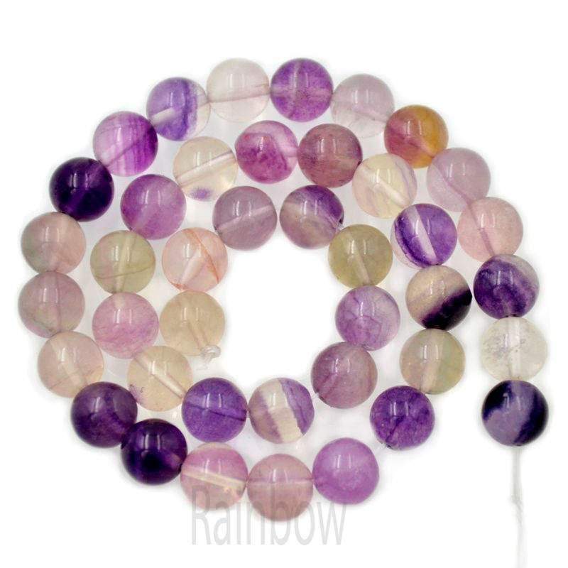 Natural Purple Fluorite Beads, Round, 15.5'' full strand 