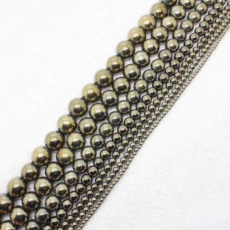 Natural Pyrite Hematite Beads, 2-10mm  Round   15.5''' full strand 