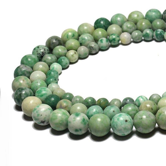 Natural Qinghai Green Jade beads, round Chinese nephrite 