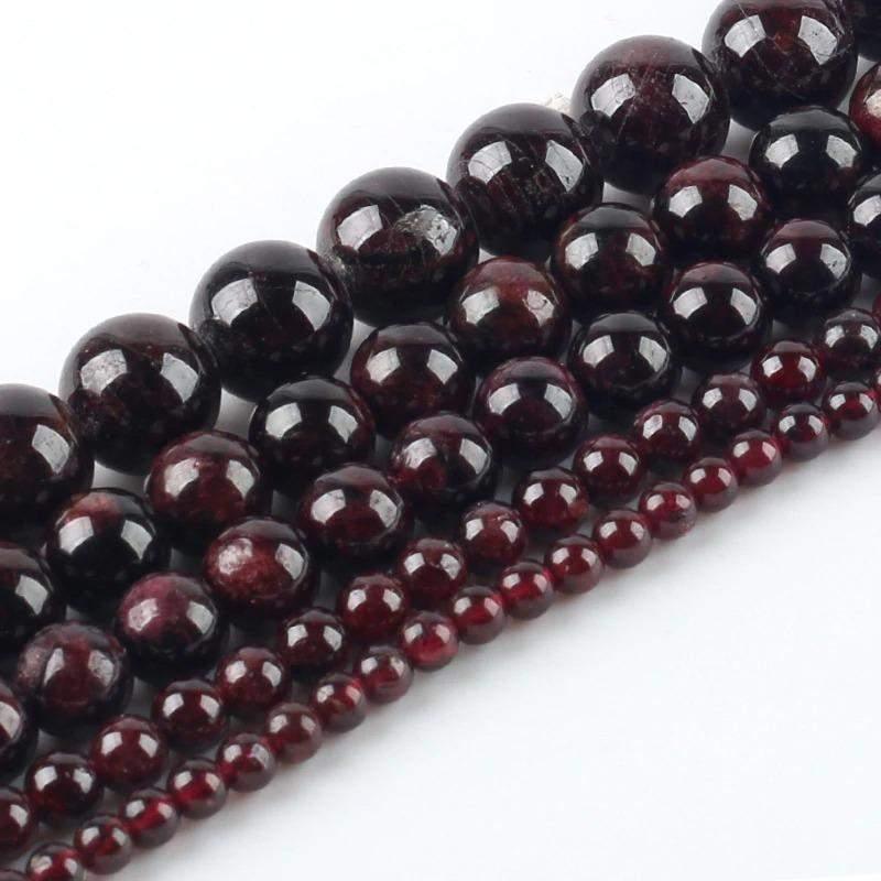 Natural Red Garnet Beads, Round, 15.5'' inch strand 