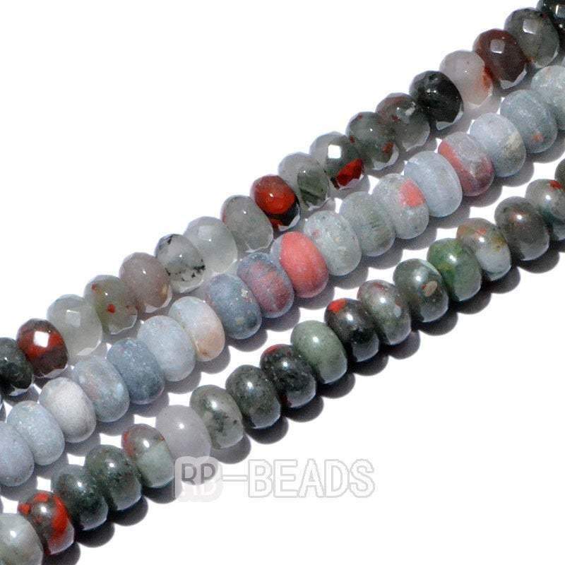 Natural Rondelle Bloodstone Beads, Smooth Matte and Faceted 