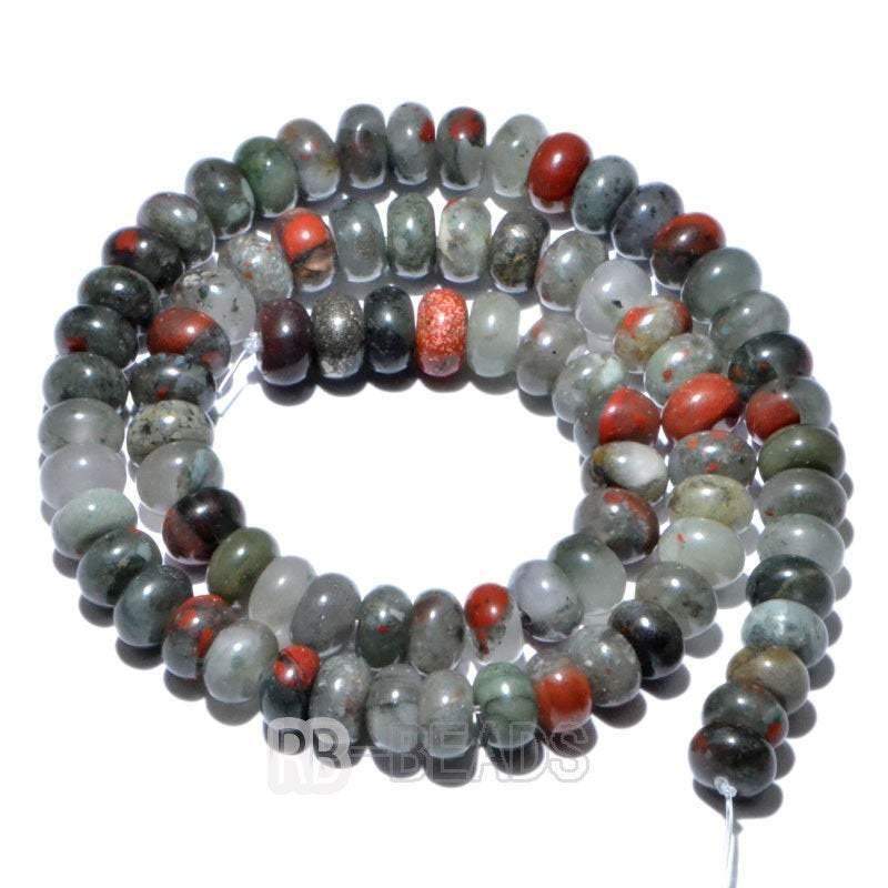 Natural Rondelle Bloodstone Beads, Smooth Matte and Faceted 