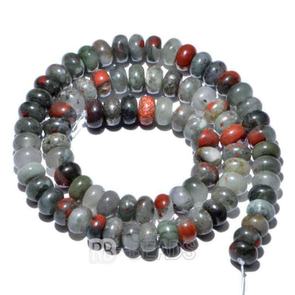 Natural Rondelle Bloodstone Beads, Smooth Matte and Faceted 