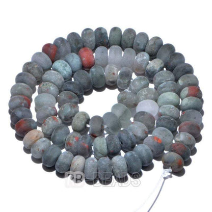 Natural Rondelle Bloodstone Beads, Smooth Matte and Faceted 