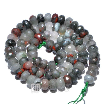 Natural Rondelle Bloodstone Beads, Smooth Matte and Faceted 