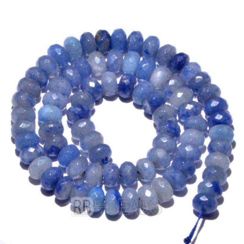 Natural Rondelle Blue Aventurine Beads, Smooth Matte and Faceted 
