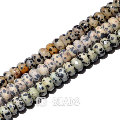 Natural Rondelle Dalmatian Jasper Beads, Smooth Matte and Faceted 