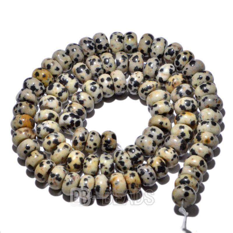 Natural Rondelle Dalmatian Jasper Beads, Smooth Matte and Faceted 