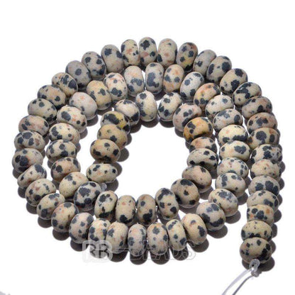 Natural Rondelle Dalmatian Jasper Beads, Smooth Matte and Faceted 