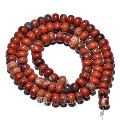 Natural Rondelle Disk Red Jasper Beads, Smooth Matte and Faceted 