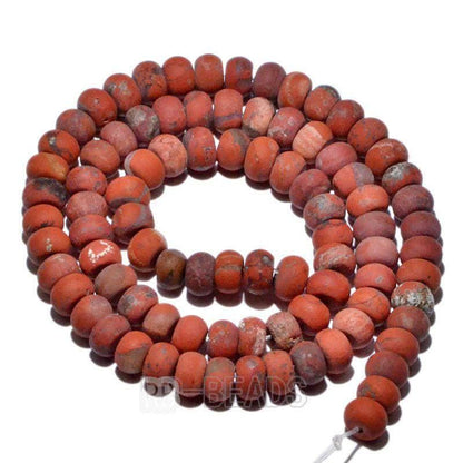 Natural Rondelle Disk Red Jasper Beads, Smooth Matte and Faceted 