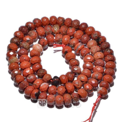 Natural Rondelle Disk Red Jasper Beads, Smooth Matte and Faceted 