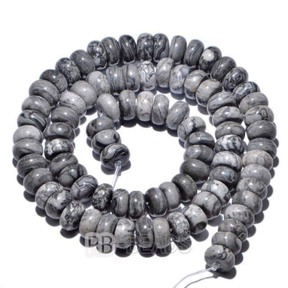 Natural Rondelle Landscape Jasper Beads, Smooth Matte and Faceted 