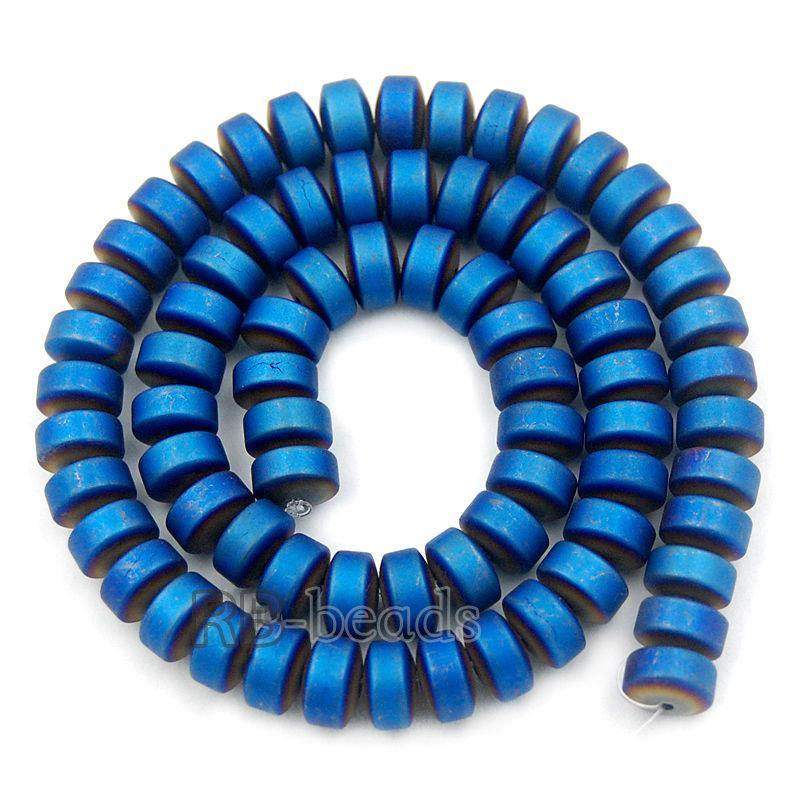 Natural Rondelle Matte Blue Hematite Beads, 2-10mm  16'' strand 