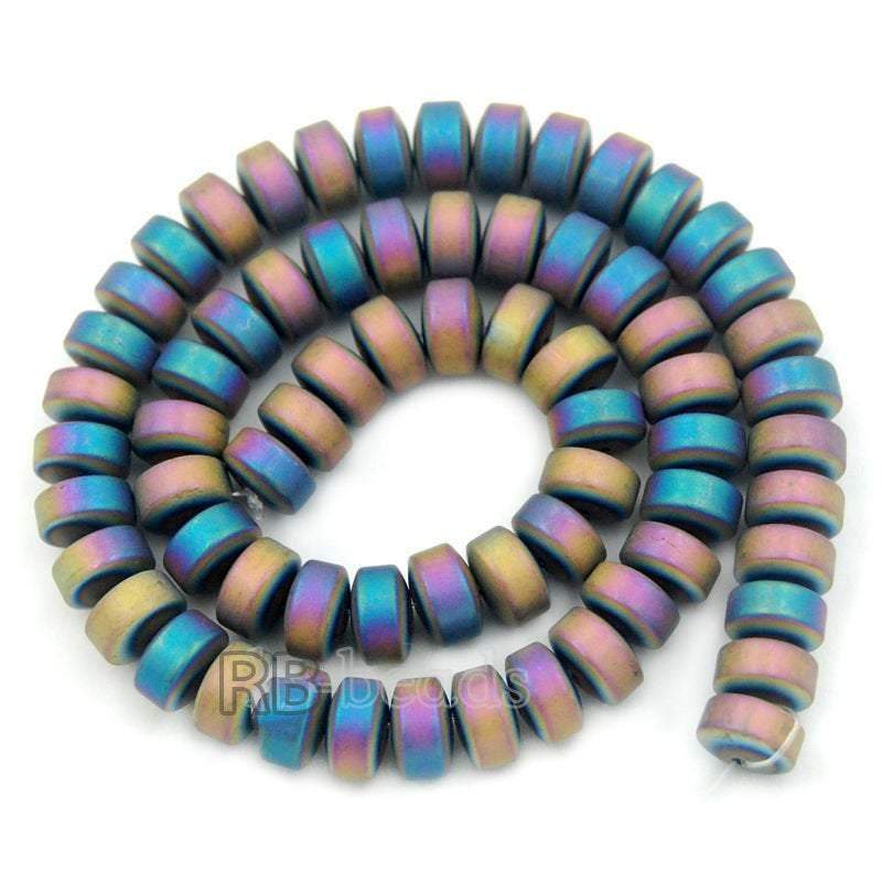 Natural Rondelle Matte Multicolor Hematite Beads,  2-10mm  16'' strand 