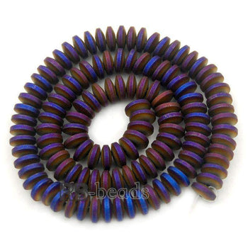 Natural Rondelle Matte Purple Hematite Beads,  2-10mm  16'' strand 