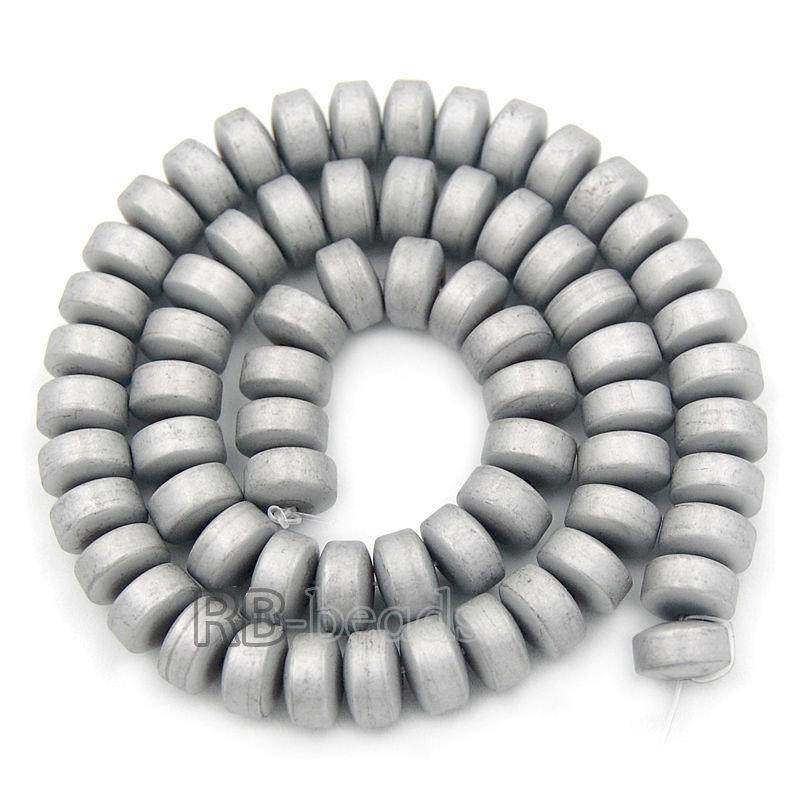 Natural Rondelle Matte Silver Hematite Beads,  2-10mm  16'' strand 