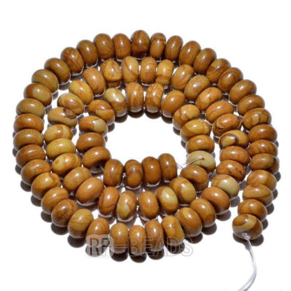 Natural Rondelle Woodgrain Jasper Beads, Smooth Matte and Faceted 