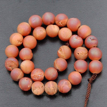 Natural Rose Druzy Agte Beads, Round, 6-14mm, 15.5'' inch strand 