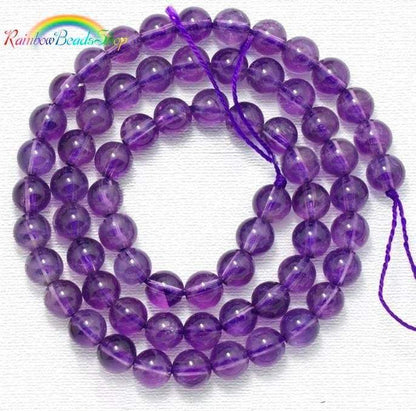 Natural Round Amethyst Beads, Grade AAA, Size 4-10mm, 15.5 inch strand 