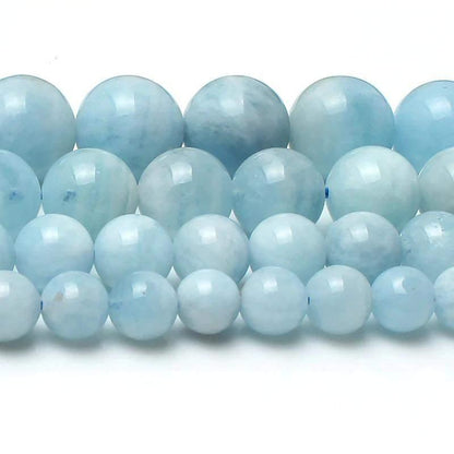 Natural Round Aquamarine Beads, size 4-14mm, 15.5 inch strand 