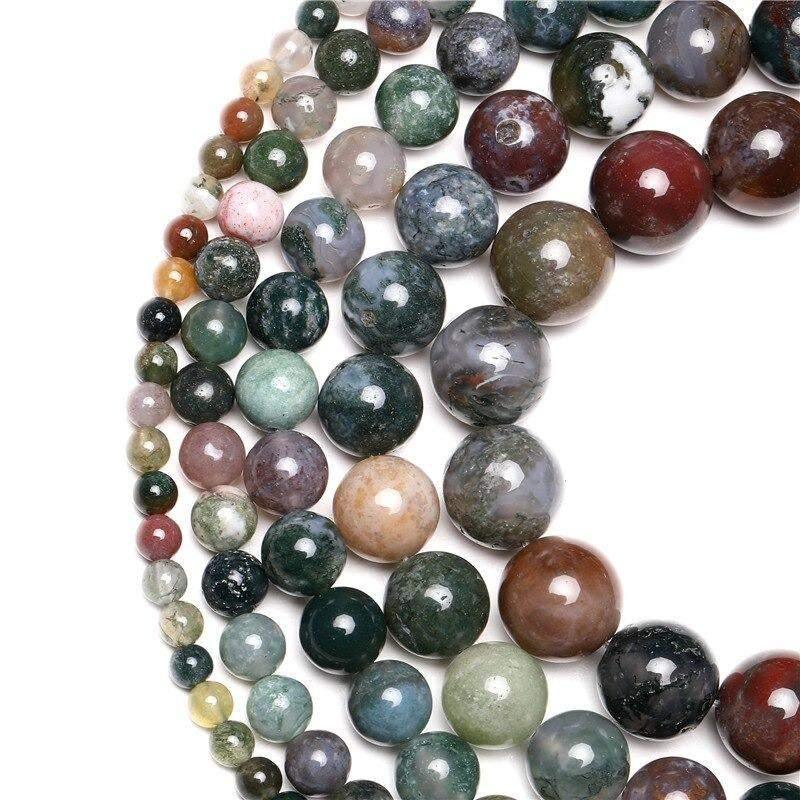 Natural Round Indian Agate Beads,  4-16mm, 15.5'' inch full Strand 