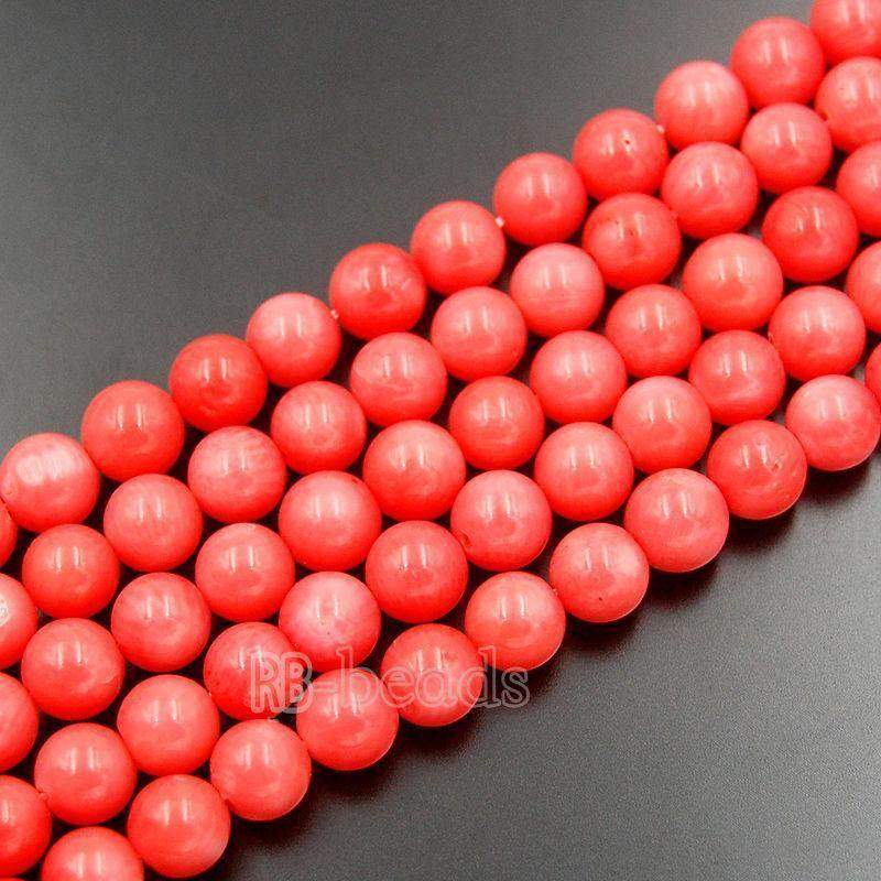 Natural Round Pink Rose Coral Beads, 15.5'' inch strand 