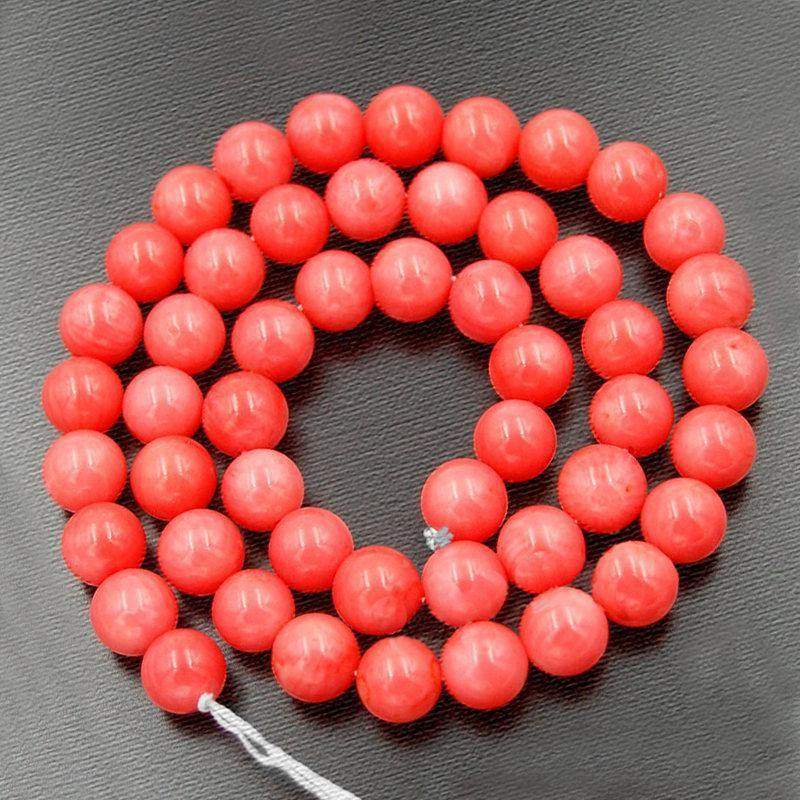 Natural Round Pink Rose Coral Beads, 15.5'' inch strand 