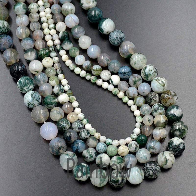 Natural Round Tree Agate Beads, 4-10mm, 15.5'' inch strand 