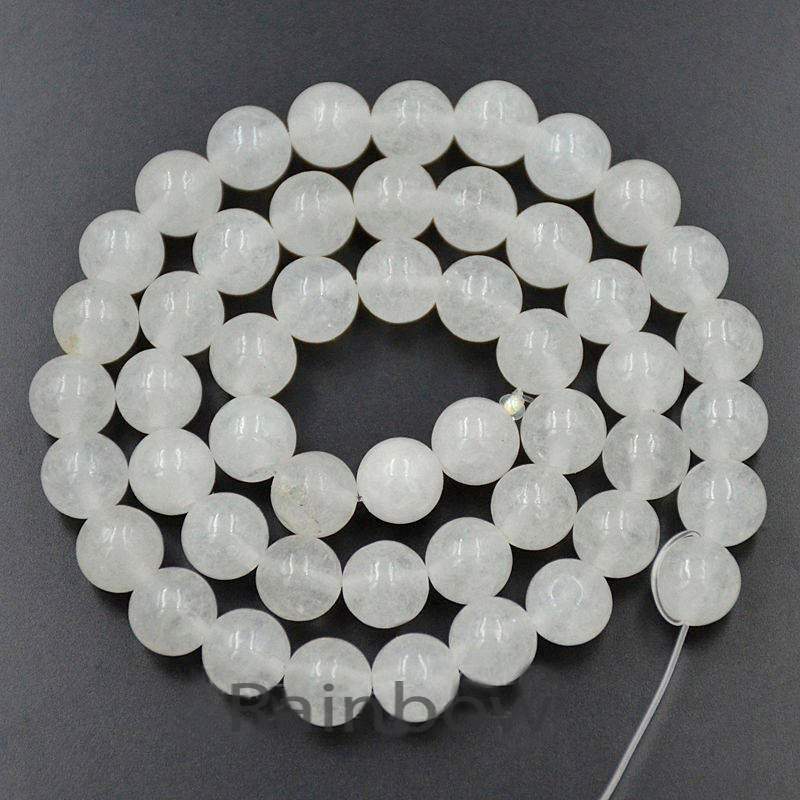 Natural Round White Jade Beads, 15.5'' strand, 2-12mm 